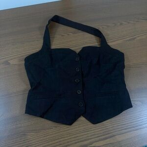 Express black linen halter neck vest nwt